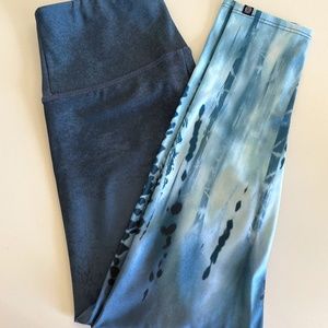 Onzie Blue Ombré Yoga Leggings Tie Dye High Rise Midi
